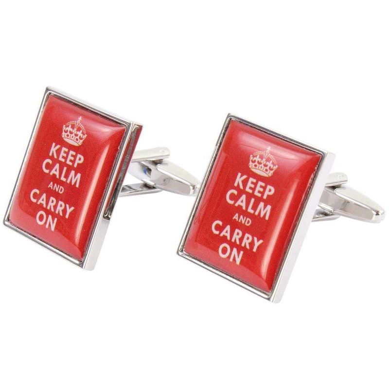 Zennor Keep Calm and Carry On Cufflinks – Red