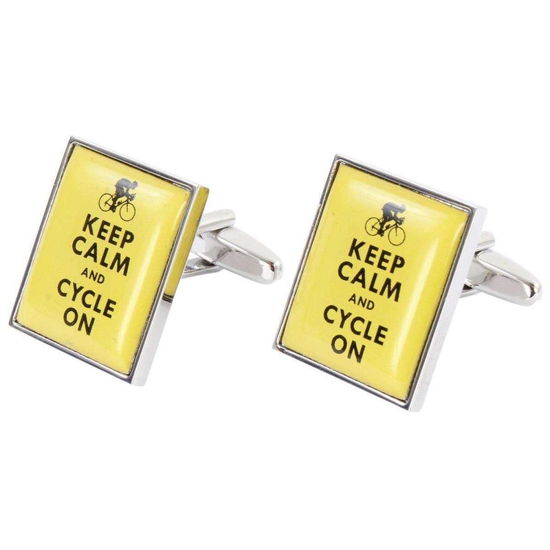 Zennor Keep Calm and Cycle On Cufflinks – Yellow