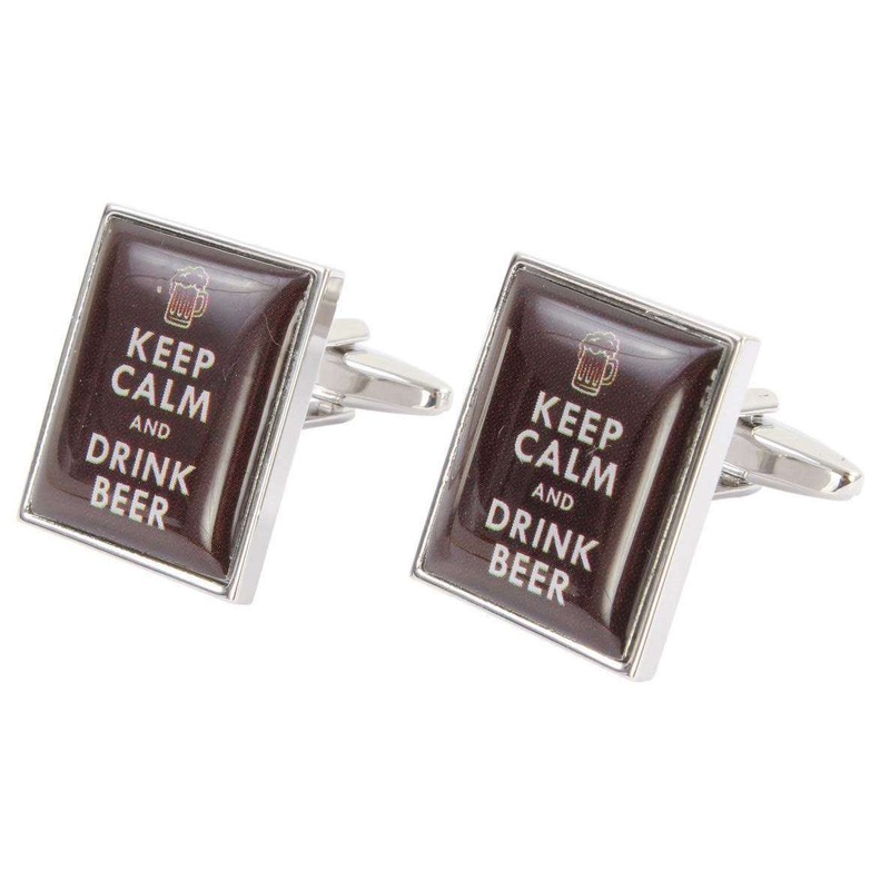 Zennor Keep Calm and Drink Beer Cufflinks – Caramel