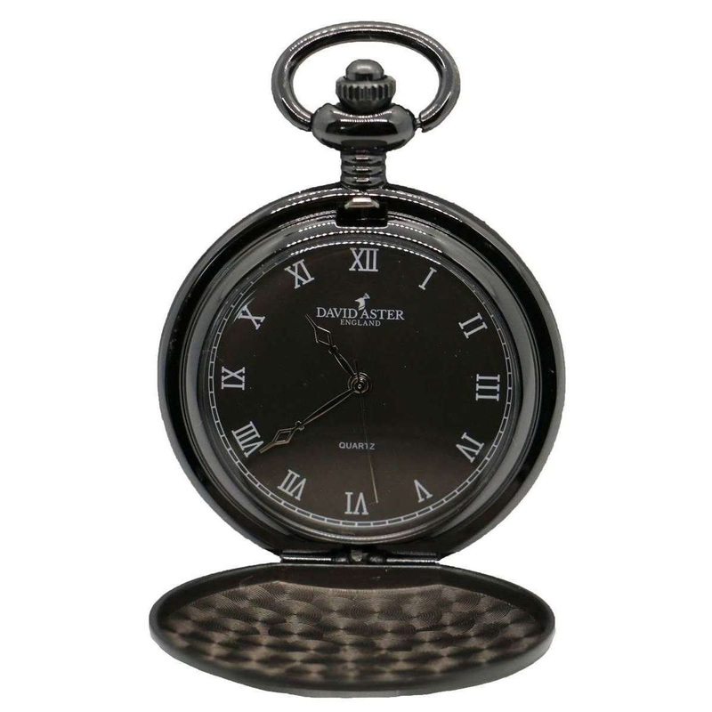 David Aster Full Hunter Pocket Watch – Black