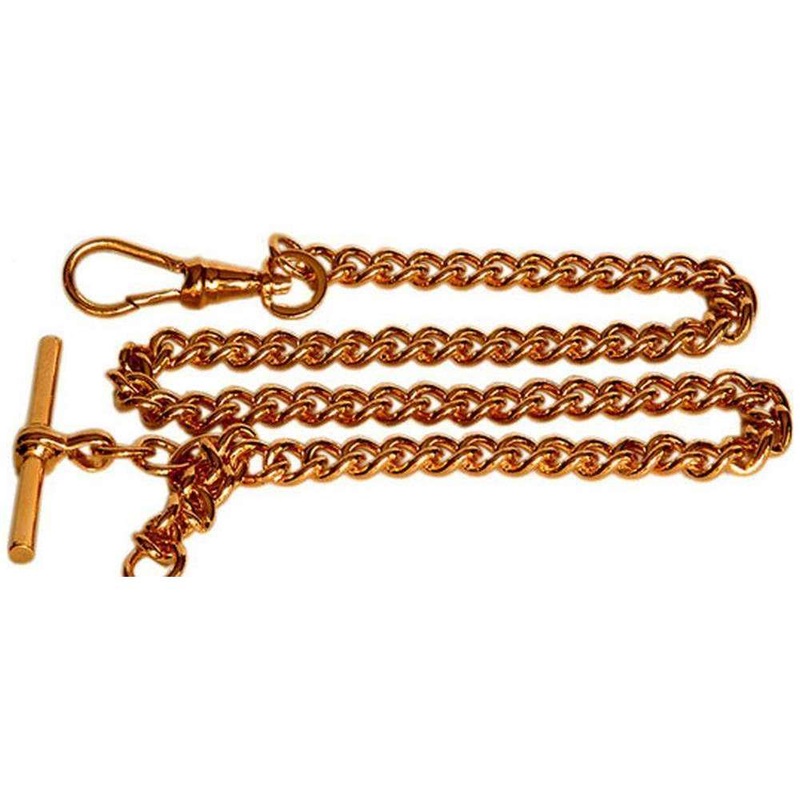 David Van Hagen Gold Plated Albert Large Curb Chain Double Clasp – Gold