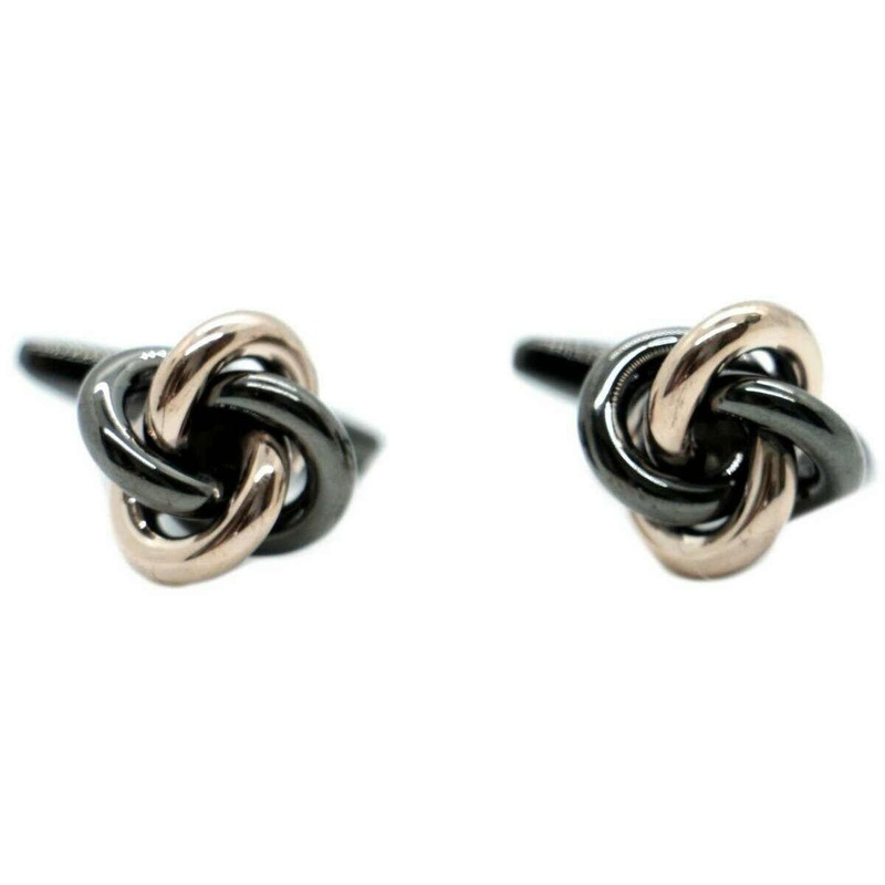 David Van Hagen Knot Cufflinks – Grey/Rose Gold