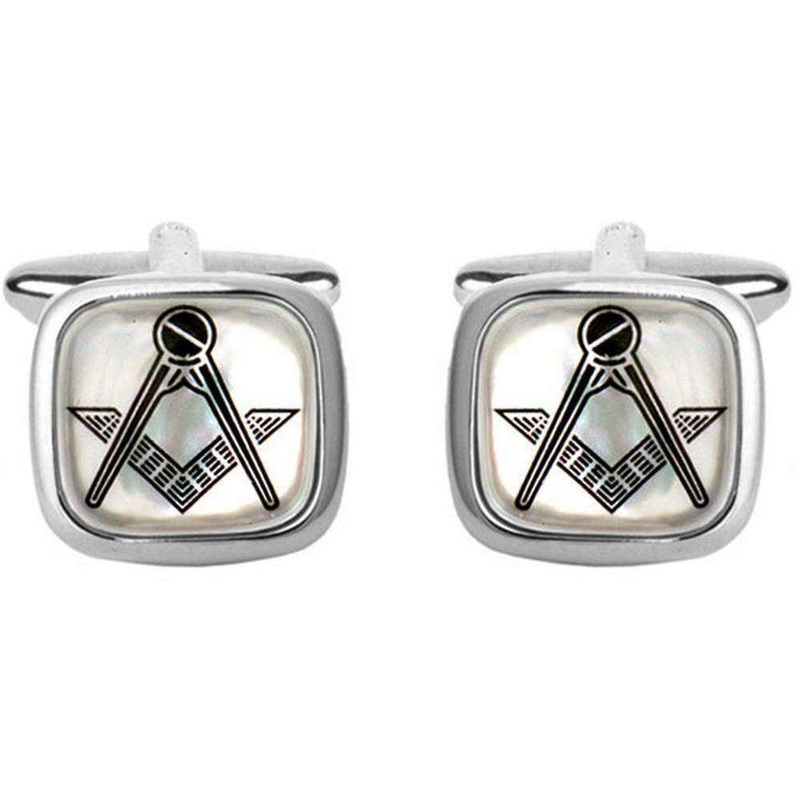 David Van Hagen Masonic Square Cufflinks – Mother of Pearl