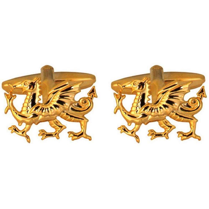 David Van Hagen Welsh Dragon Cufflinks – Gold