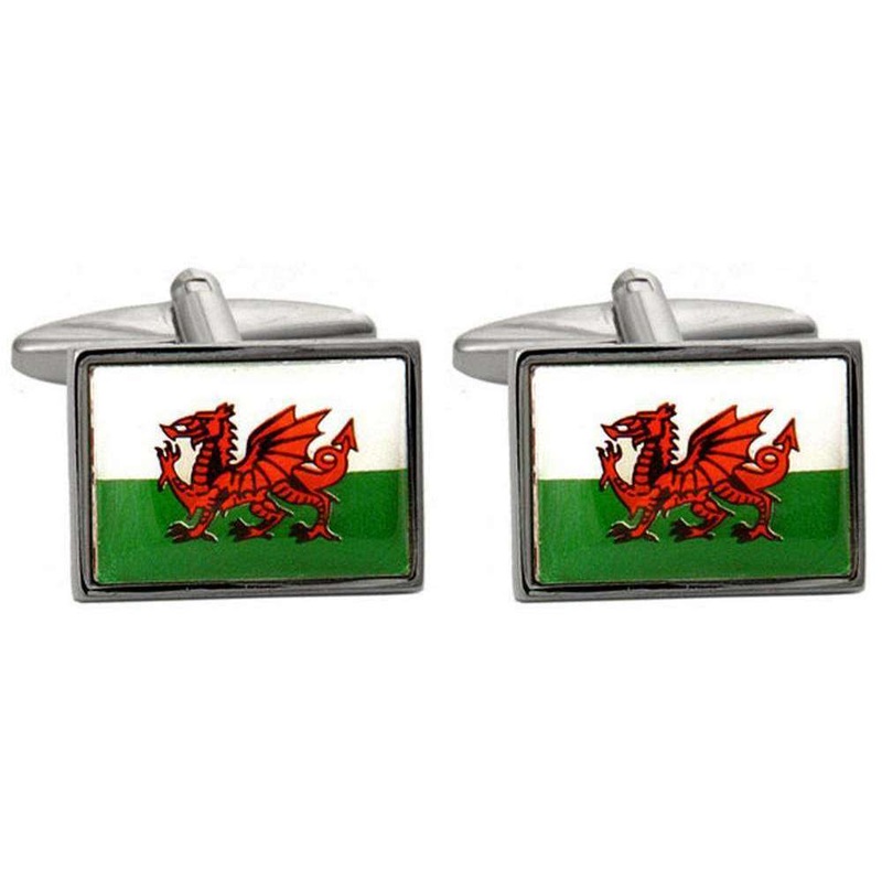 David Van Hagen Welsh Flag Cufflinks – White/Green/Red