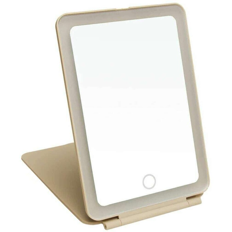 Alice Wheeler London Soft Touch Portable LED Mirror – Stone Beige