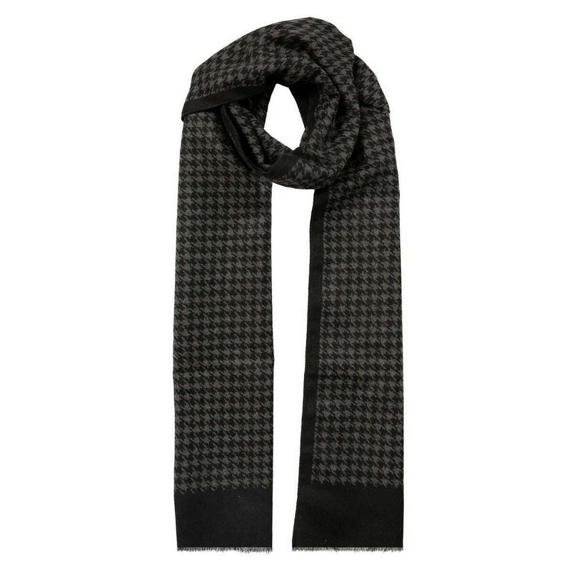 Dents Reversible Dogtooth Scarf – Charcoal Grey/Black