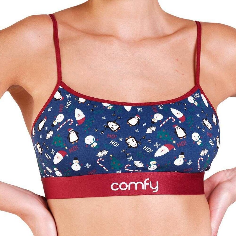 Comfyballs Cotton Crop Bra – Christmas Blue
