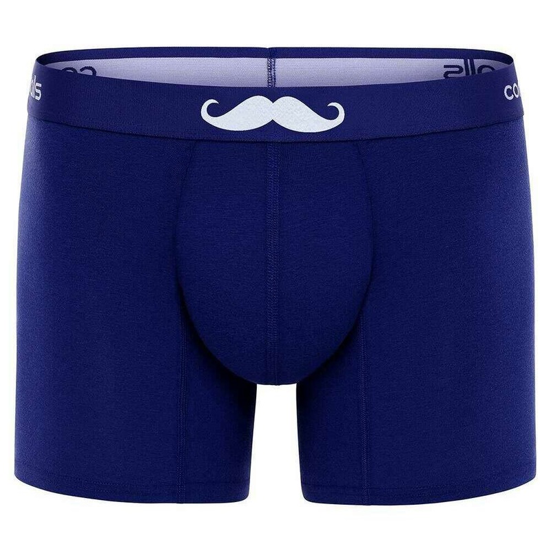 Comfyballs Cotton Long Boxer – Blue Mustache