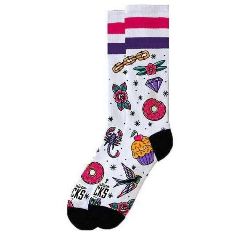 American Socks Cupcake Mid High Socks – White