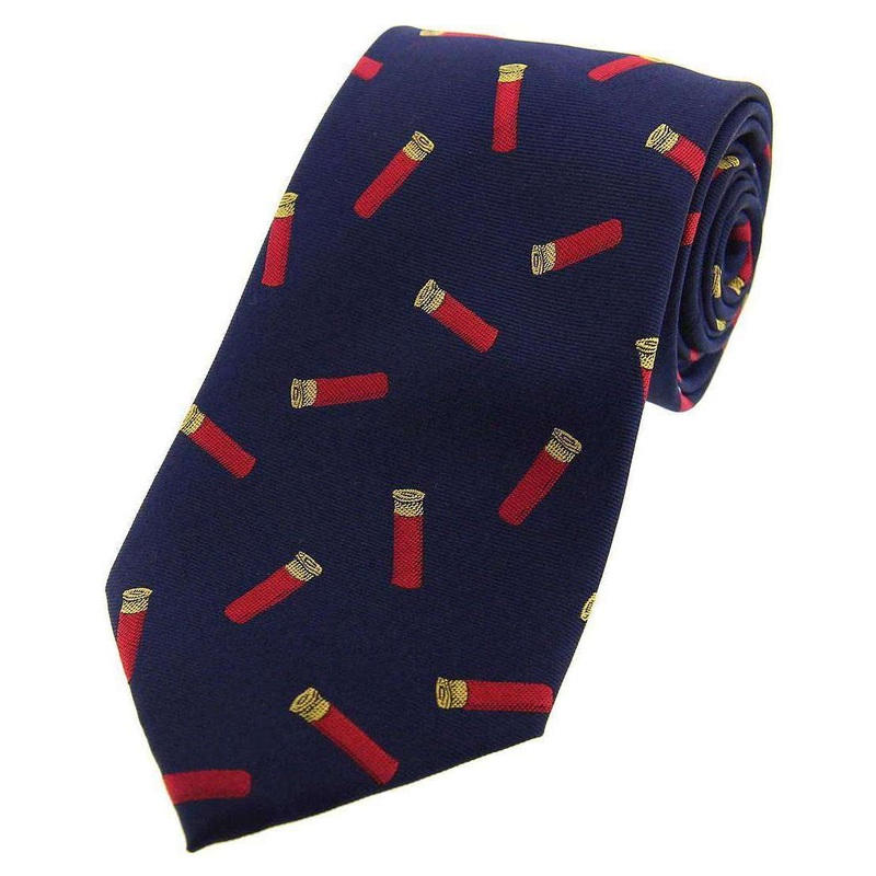 David Van Hagen Gun Cartridges Woven Country Silk Tie – Navy