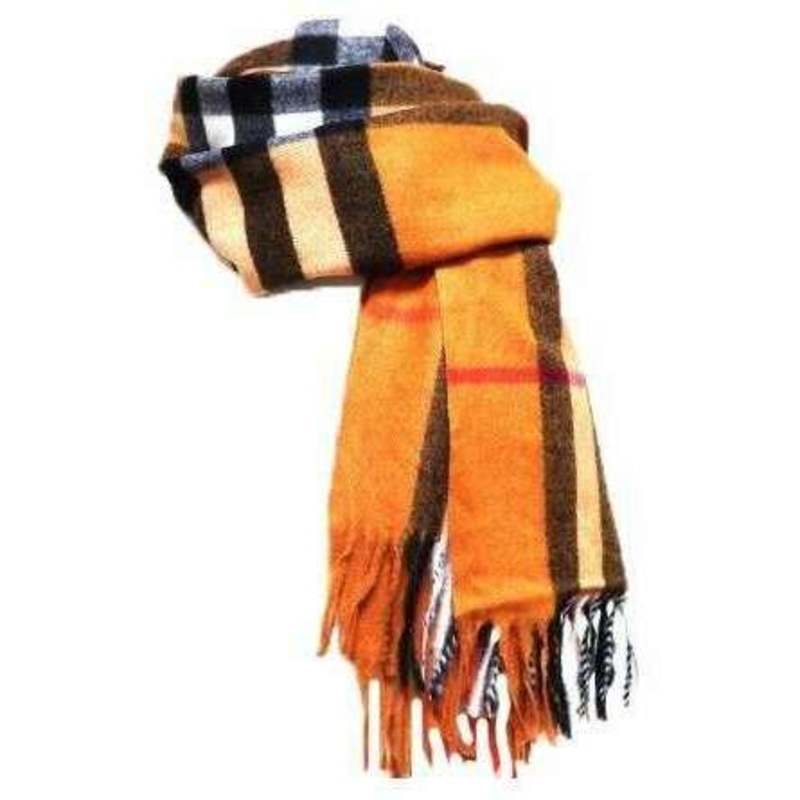 Knightsbridge Neckwear Checked Soft Wool Scarf – Orange