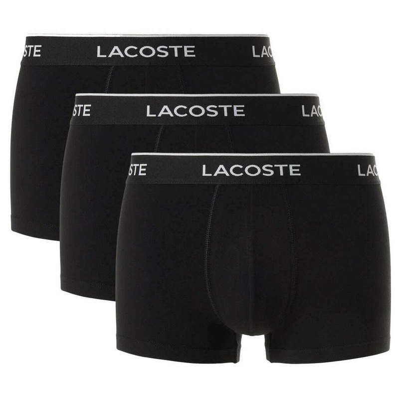 Lacoste Stretch Cotton Logo Waist 3 Pack Trunk – Black