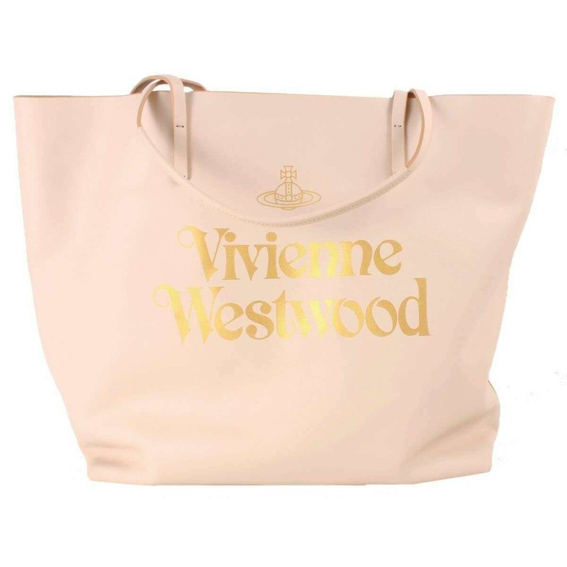 Vivienne Westwood Leather VW Print Studio Shopper – Pink/Gold