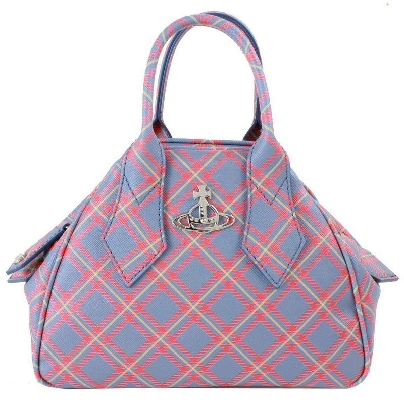 Vivienne Westwood Yasmin Saffiano Printed Tartan Small Bag – Blue/Orange