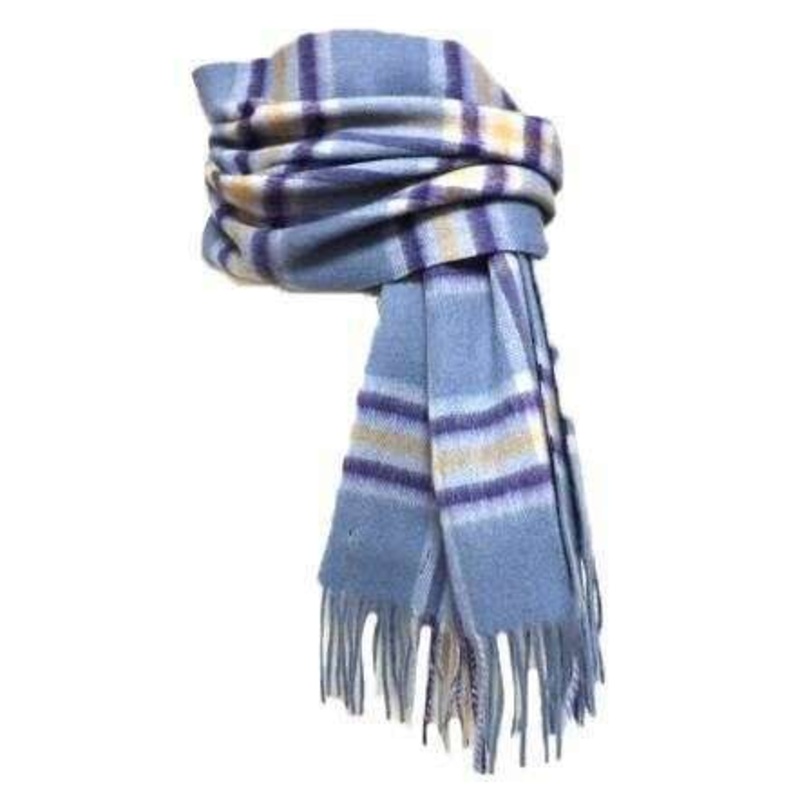 Knightsbridge Neckwear Checked Pure Wool Scarf – Blue/Gold