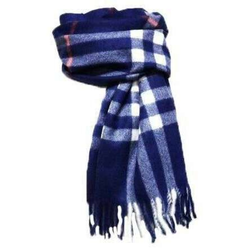 Knightsbridge Neckwear Checked Soft Wool Scarf – Navy