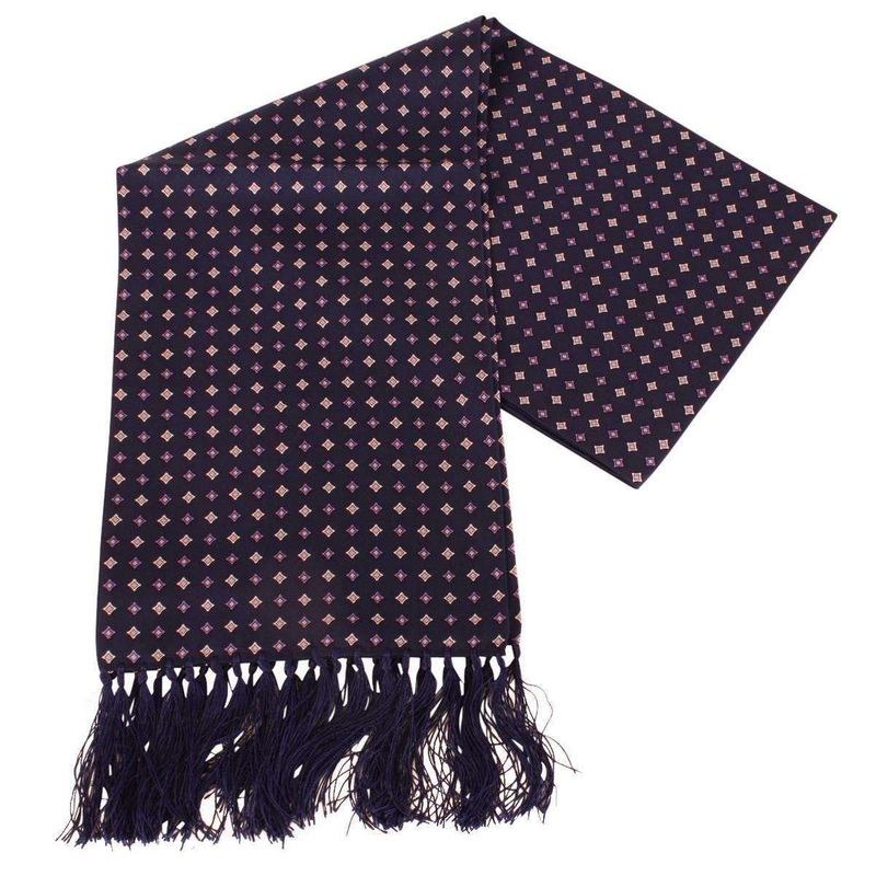 Knightsbridge Neckwear Diamond Aviator Silk Scarf – Navy