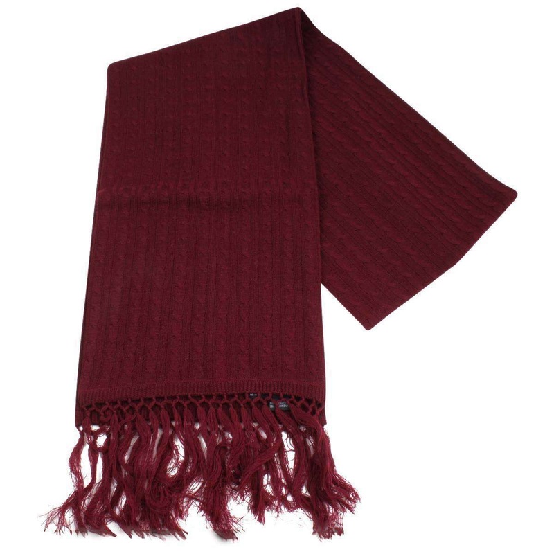 Knightsbridge Neckwear Knitted Wool Scarf – Burgundy