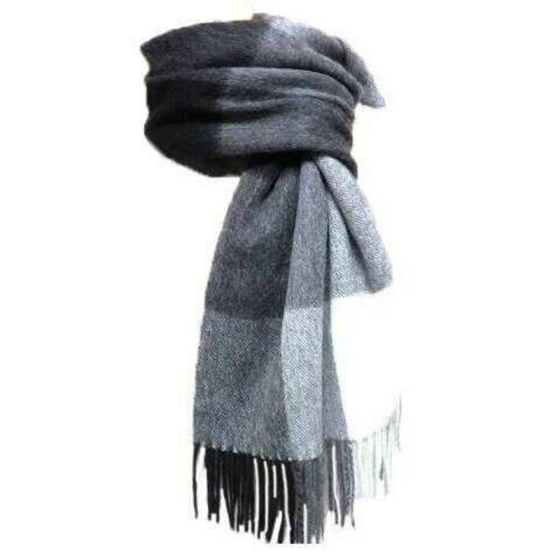 Knightsbridge Neckwear Large Checked Pure Wool Scarf – Black/Light Grey