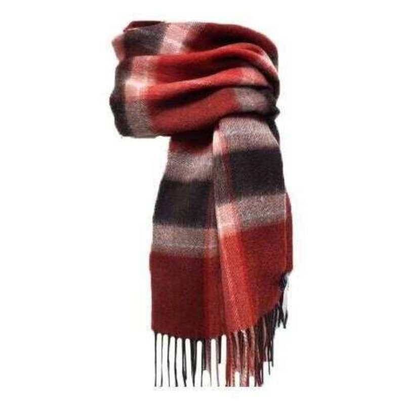 Knightsbridge Neckwear Madras Check Pure Wool Scarf – Red/Brown