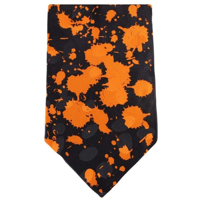 Knightsbridge Neckwear Paint Splash Tie – Black/Orange