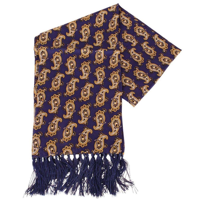 Knightsbridge Neckwear Paisley Aviator Silk Scarf – Navy