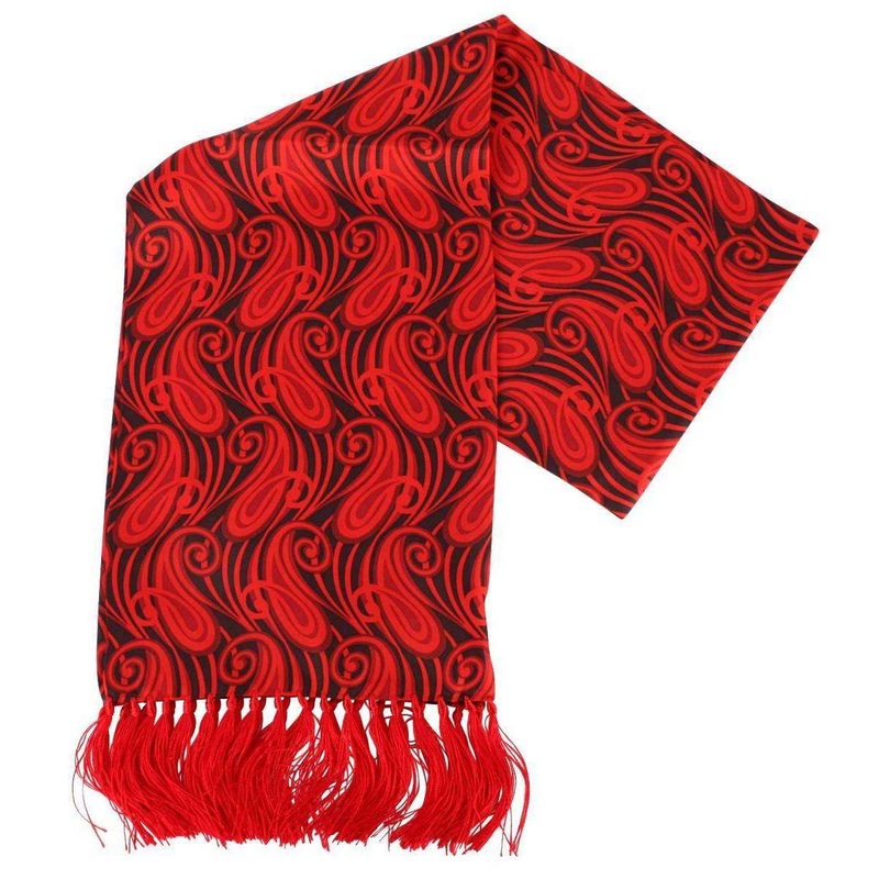 Knightsbridge Neckwear Paisley Aviator Silk Scarf – Red