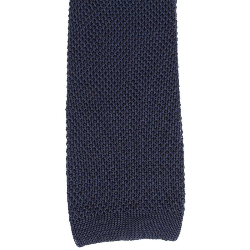 Knightsbridge Neckwear Plain Silk Knitted Tie – Navy
