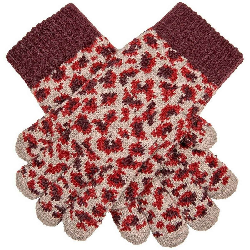 Dents Animal Print Gloves – Plum Purple