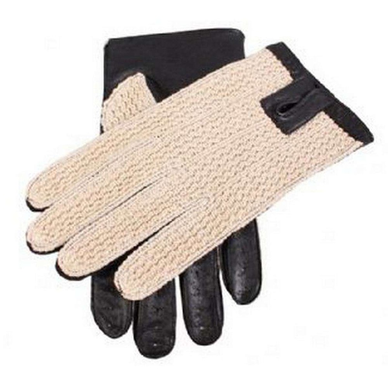Dents Cotton Crochet Back Driving Gloves – Black