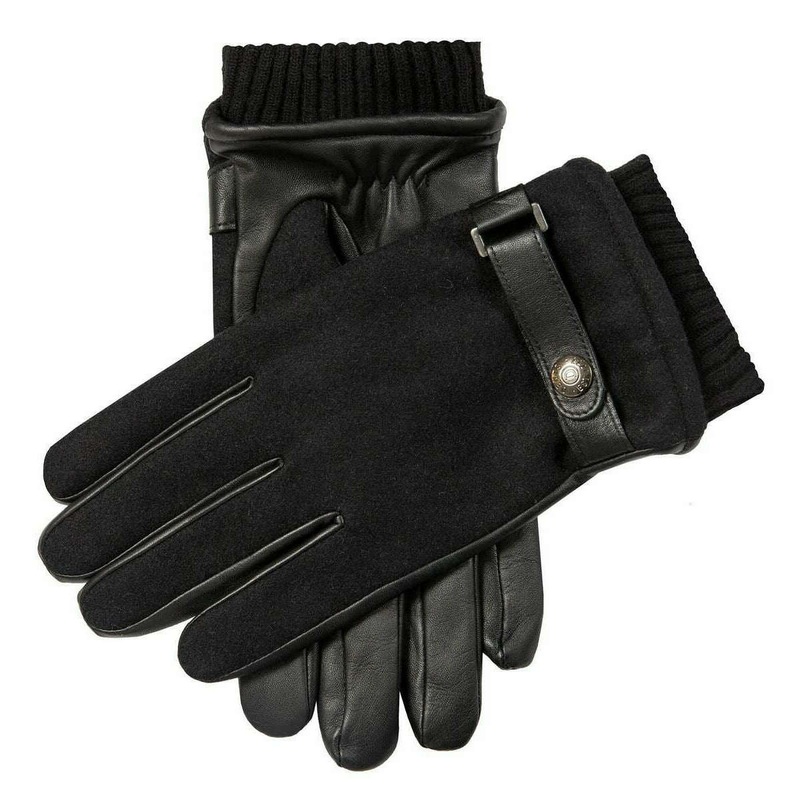 Dents Amesbury Touchscreen Flannel and Leather Gloves – Black