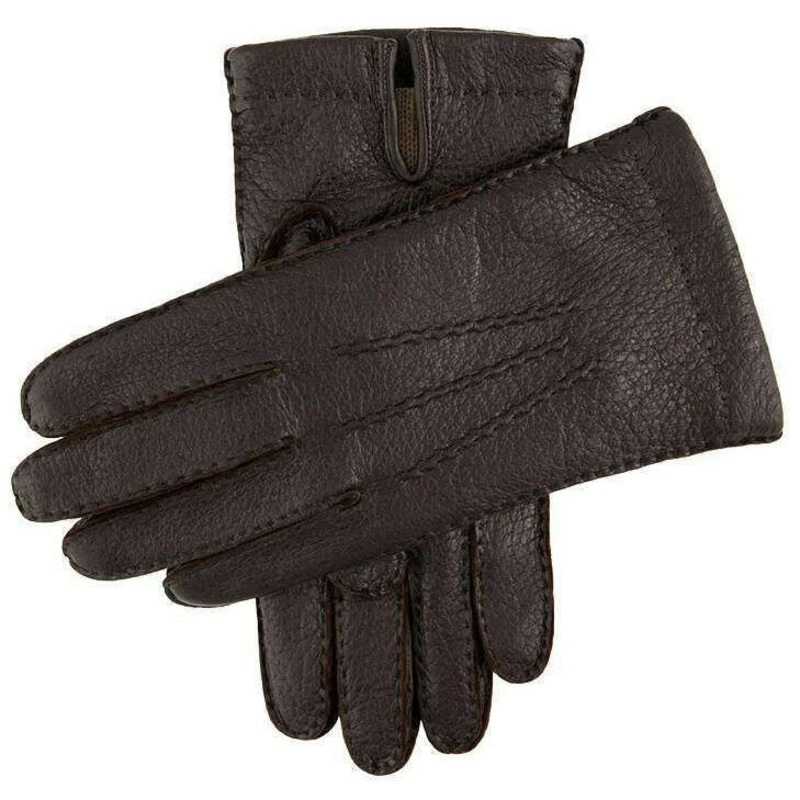 Dents Blenheim Heritage Cashmere-Lined Peccary Leather Gloves – Bark Brown