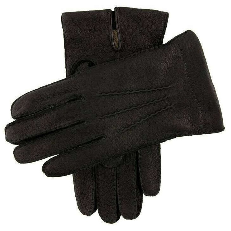 Dents Blenheim Heritage Cashmere-Lined Peccary Leather Gloves – Black