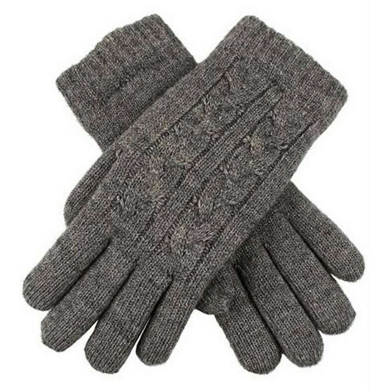 Dents Cable Knit Gloves – Charcoal Grey
