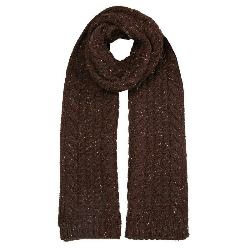 Dents Cable Knit Marl Scarf – Chocolate Brown