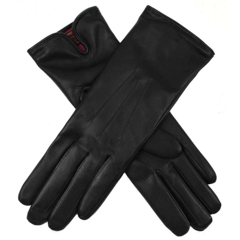 Dents Charlcote Cashmere Lined Gloves – Black/Rose Red