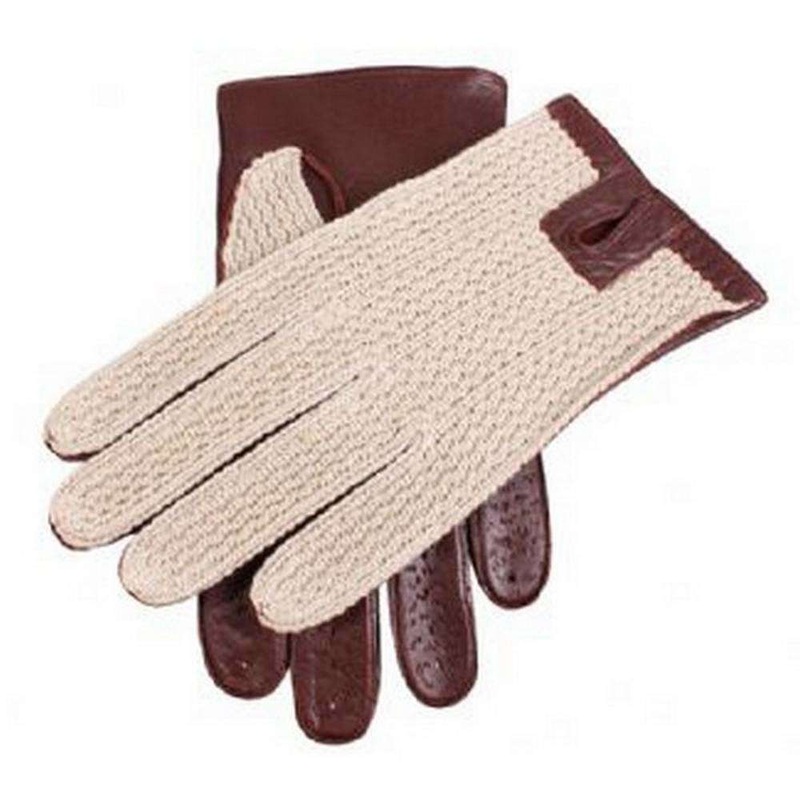 Dents Cotton Crochet Back Driving Gloves – English Tan