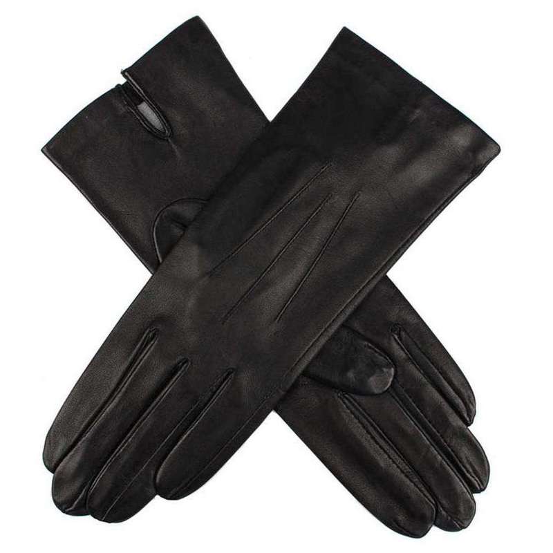 Dents Felicity Silk Lined Plain Hairsheep Leather Gloves – Black