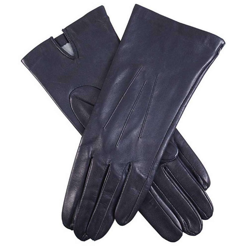 Dents Felicity Silk Lined Plain Hairsheep Leather Gloves – Navy