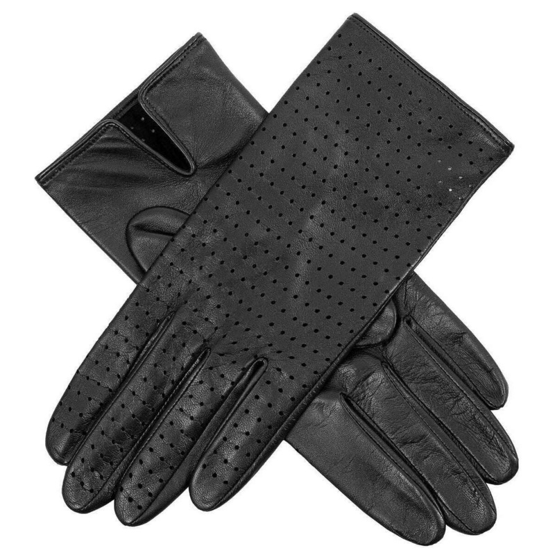 Dents Florence Perforated Leather Gloves – Black