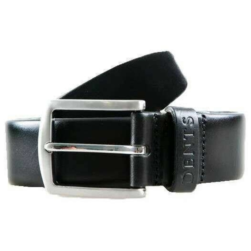 Dents Heritage Satin Nickel Buckle Full-Grain Leather Belt – Black