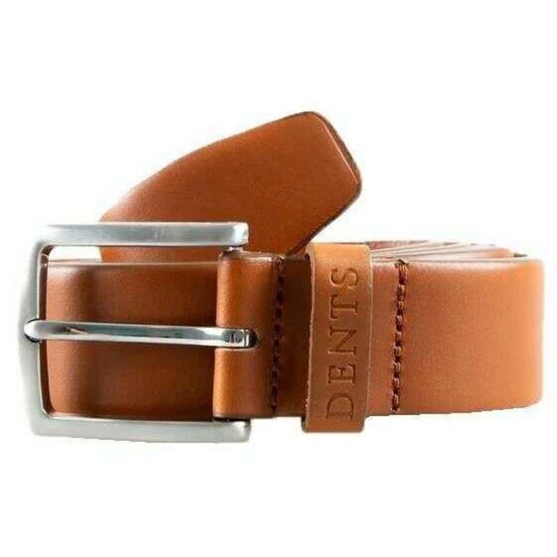 Dents Heritage Satin Nickel Buckle Full-Grain Leather Belt – Tan