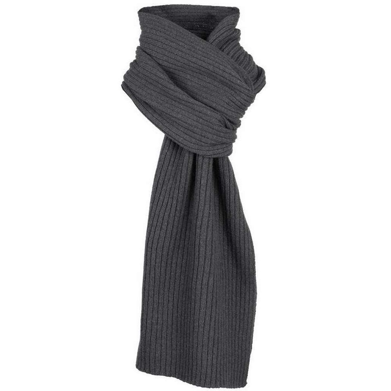 Dents Plain Ribbed Knitted Scarf – Charcoal