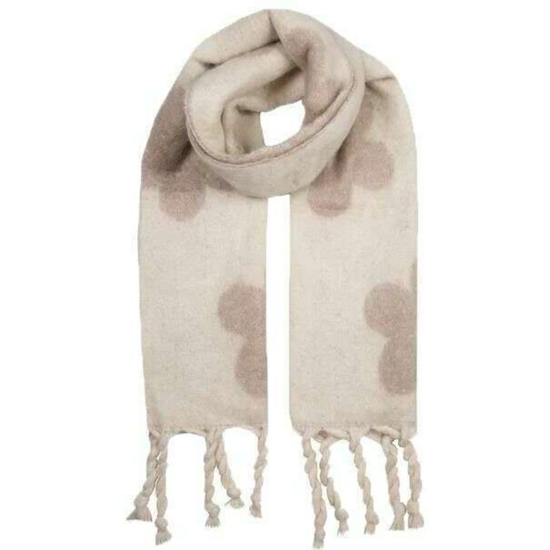 Dents Reversible Floral Blanket Tassel Scarf – Natural Cream