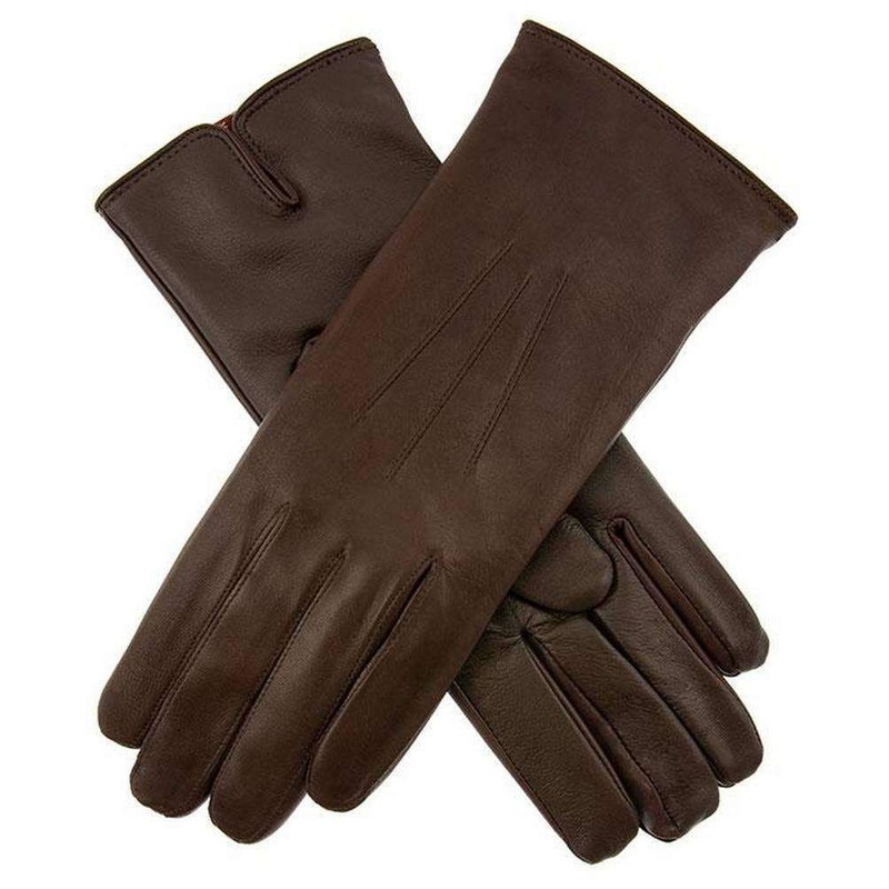 Dents Rossie Touchscreen Cashmere Lined Gloves – Mocca Brown/Saffron Orange