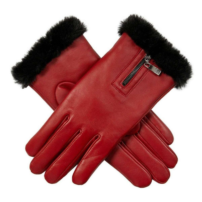 Dents Yasmin Touchscreen Leather Gloves – Berry Red/Black