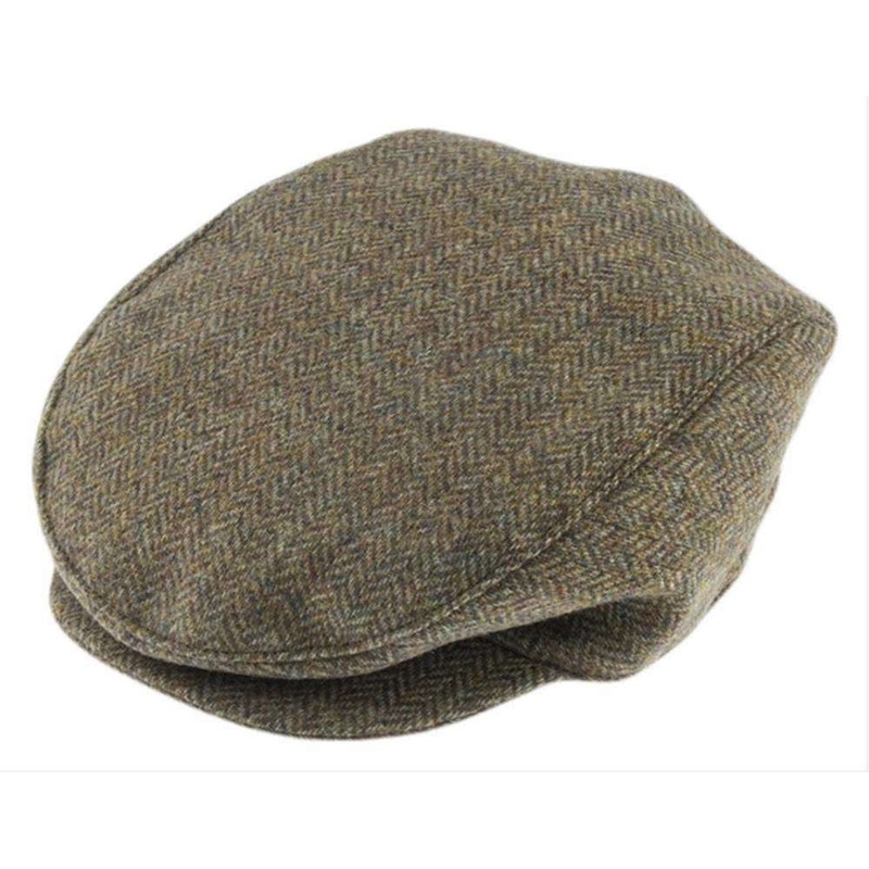 Dents Abraham Moon Tweed Flat Cap – Spruce Green