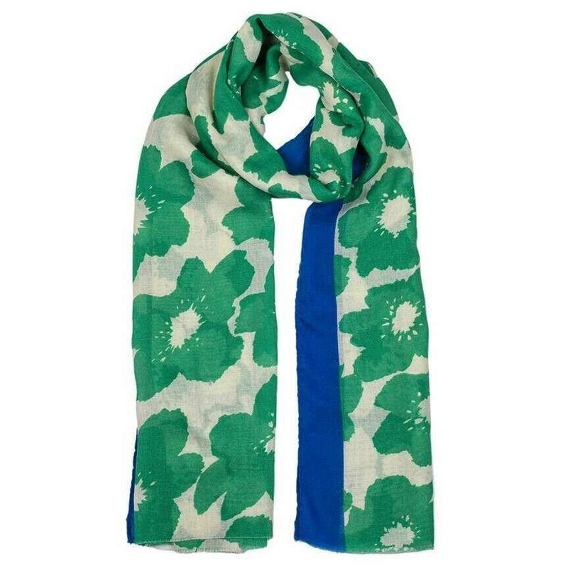 Dents Abstract Floral Print Lightweight Scarf – Green