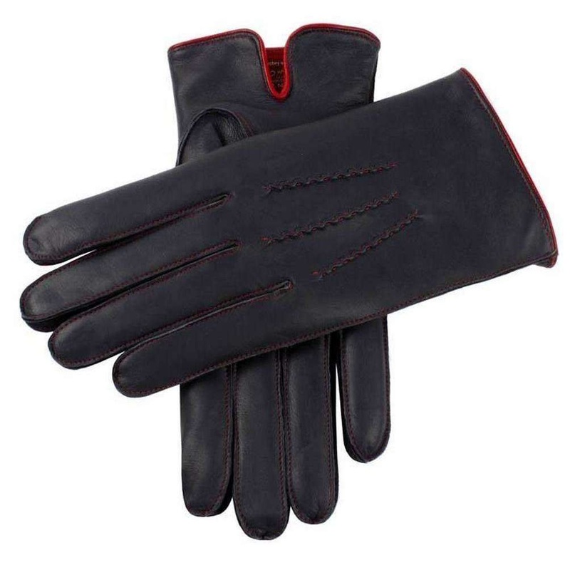 Dents Alnwick Contrasting Cashmere Lined Gloves – Navy/Red